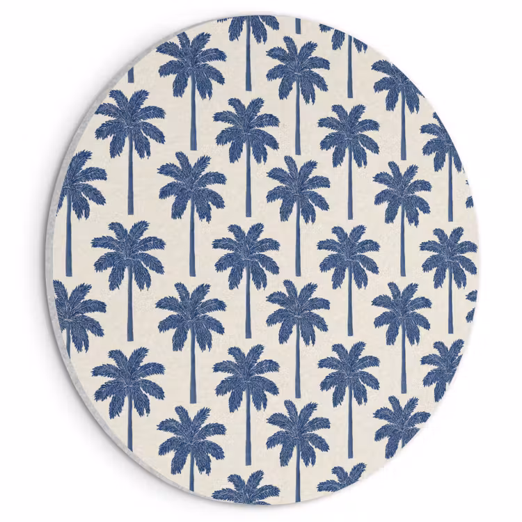 Akoestisch schilderij rond - Symmetrisch - Palm - Blauw — 1