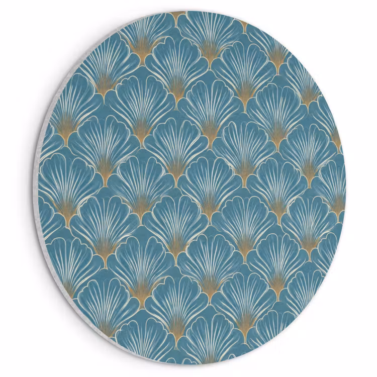 Akoestisch schilderij rond - Symmetrisch - Patroon - Blauw — 1