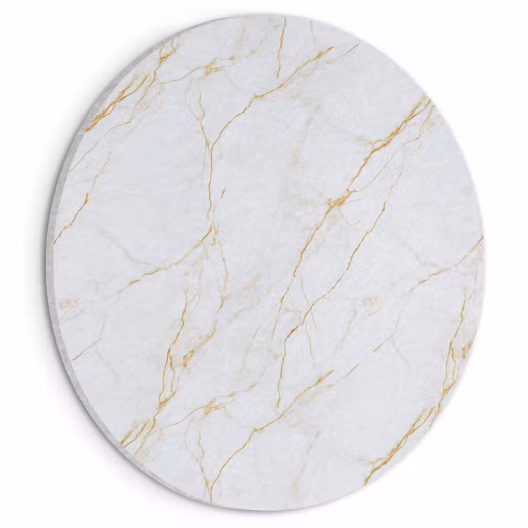 Akoestisch schilderij rond - Wit - Marmer - Goud - Luxueus — 1