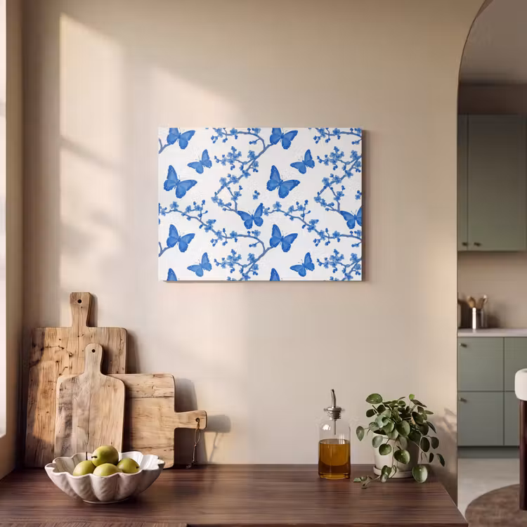 Akoestisch schilderij - Vlinder - Bloemen - Blauw — 3