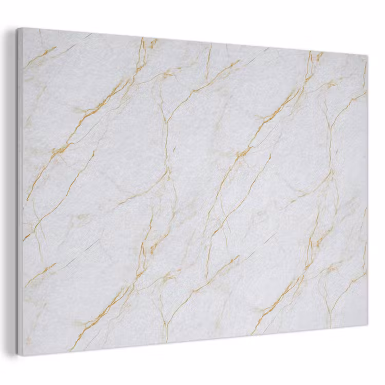 Akoestisch schilderij - Wit - Marmer - Goud - Luxueus — 1