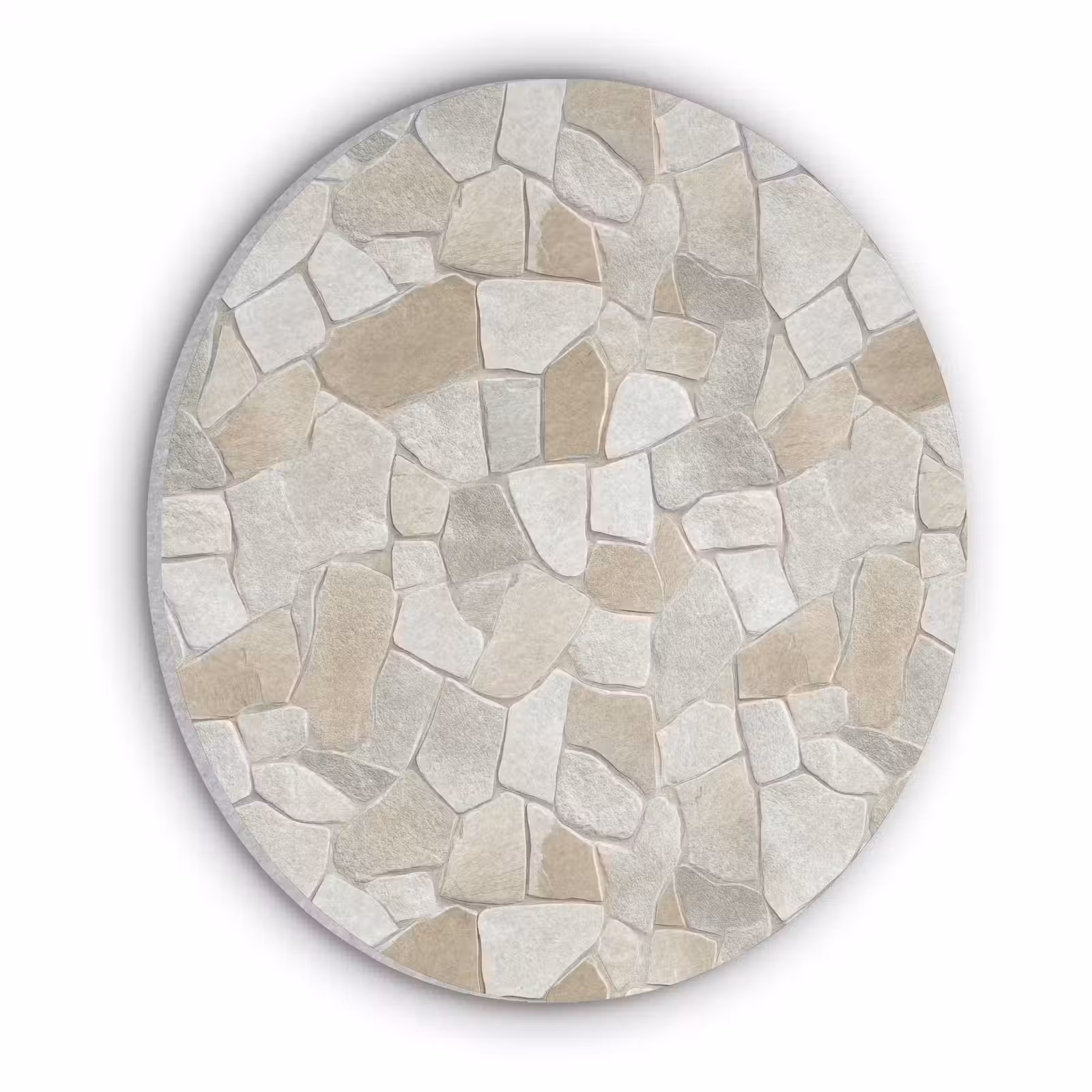 Akoestisch schilderij rond - Mozaïek - Stenen - Beige — 1