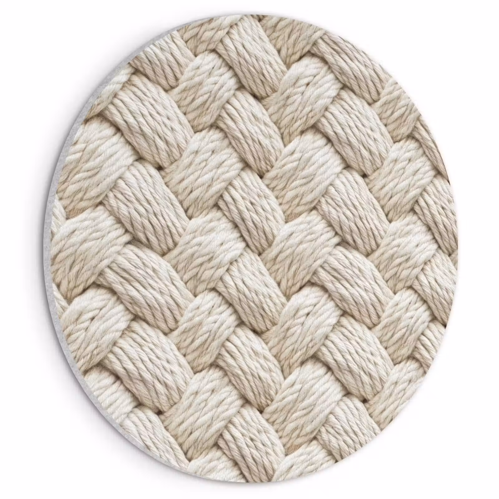 Akoestisch schilderij rond - Touw - Gebreid - Beige — 1