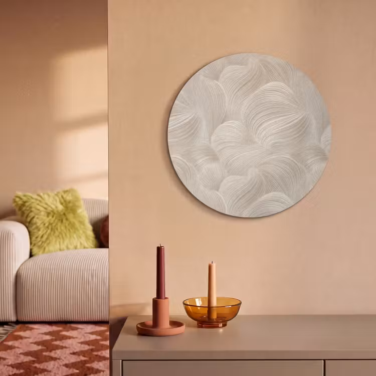 Akoestisch schilderij rond - Lijnen - Waaier - Beige — 3