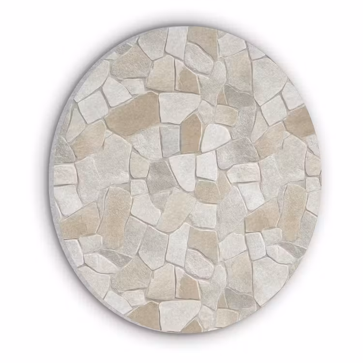 Akoestisch schilderij rond - Mozaïek - Stenen - Beige — 1