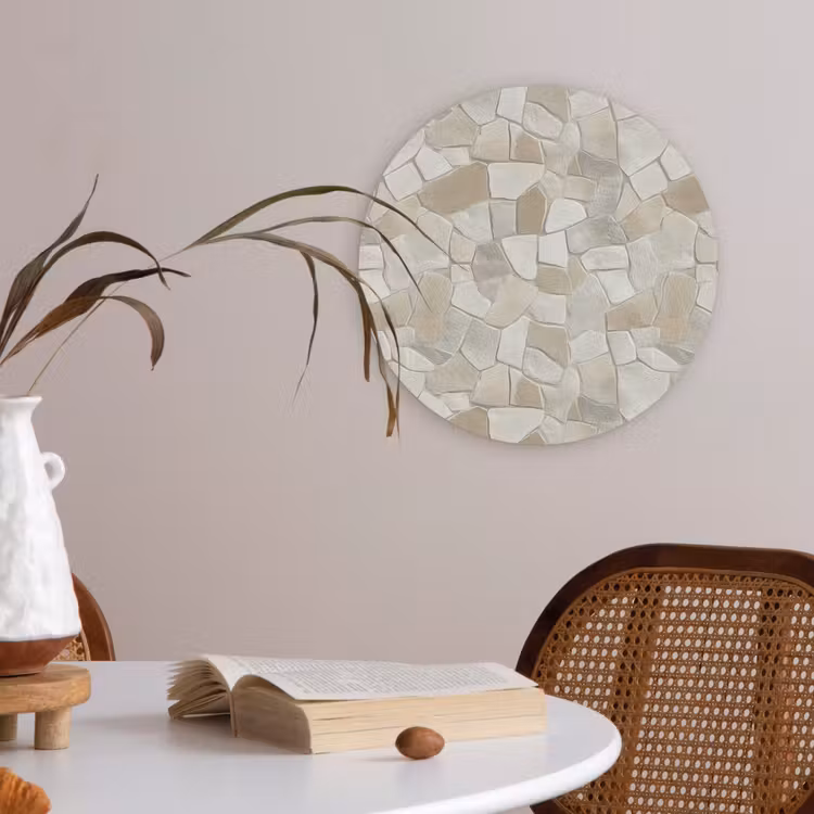 Akoestisch schilderij rond - Mozaïek - Stenen - Beige — 2