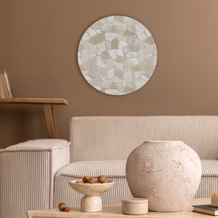 Akoestisch schilderij rond - Mozaïek - Stenen - Beige — 3