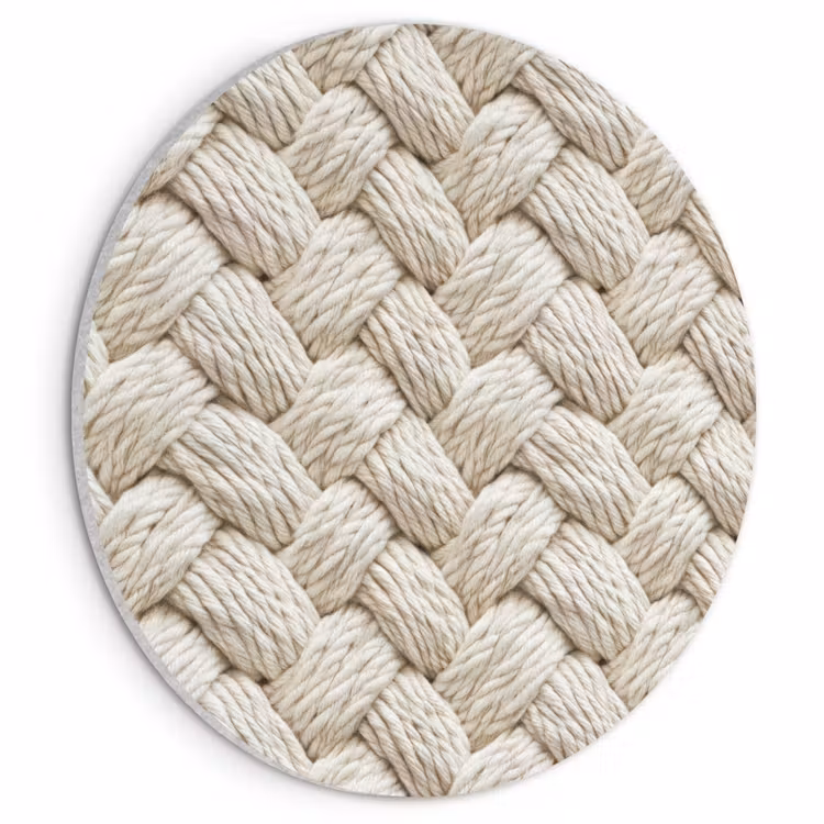 Akoestisch schilderij rond - Touw - Gebreid - Beige — 1