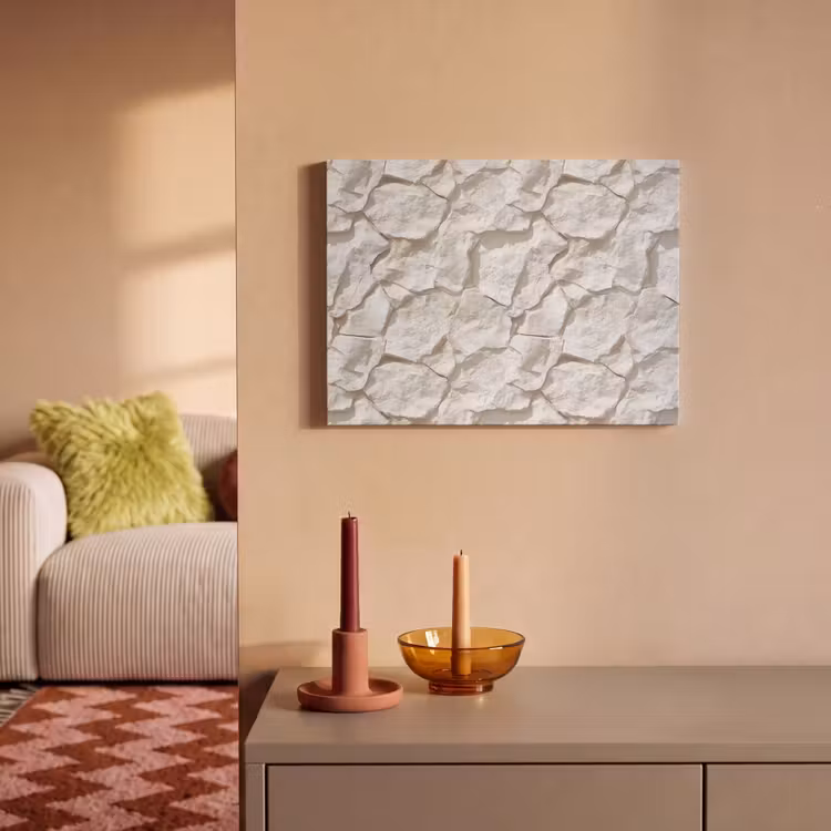 Akoestisch schilderij - Structuur - Rots - Wit — 2