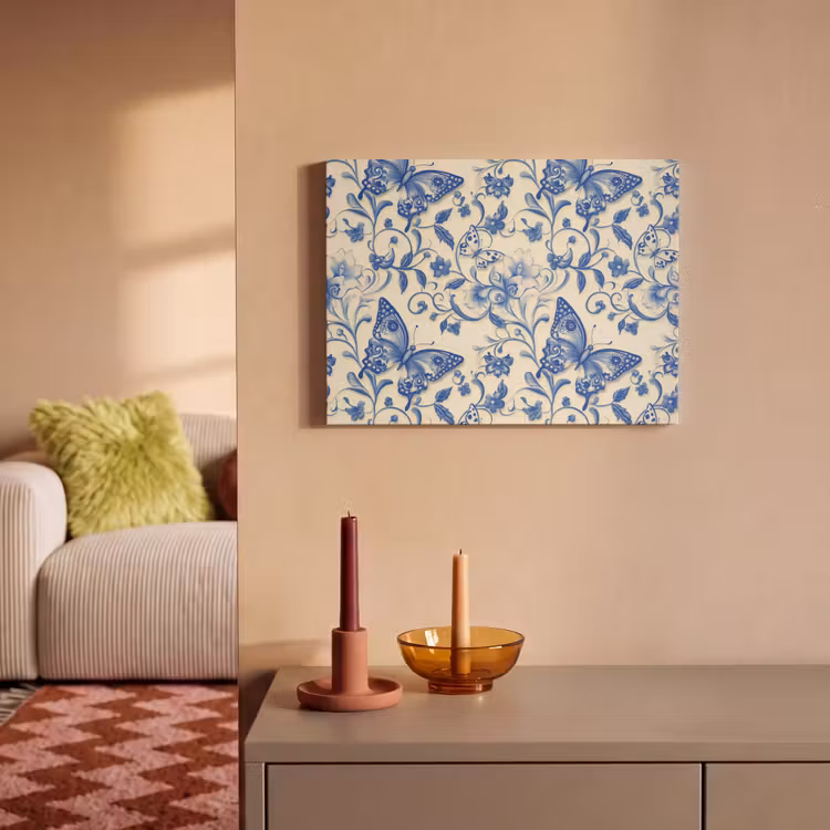 Akoestisch schilderij - Vlinders - Bloemen - Blauw - Botanisch — 2