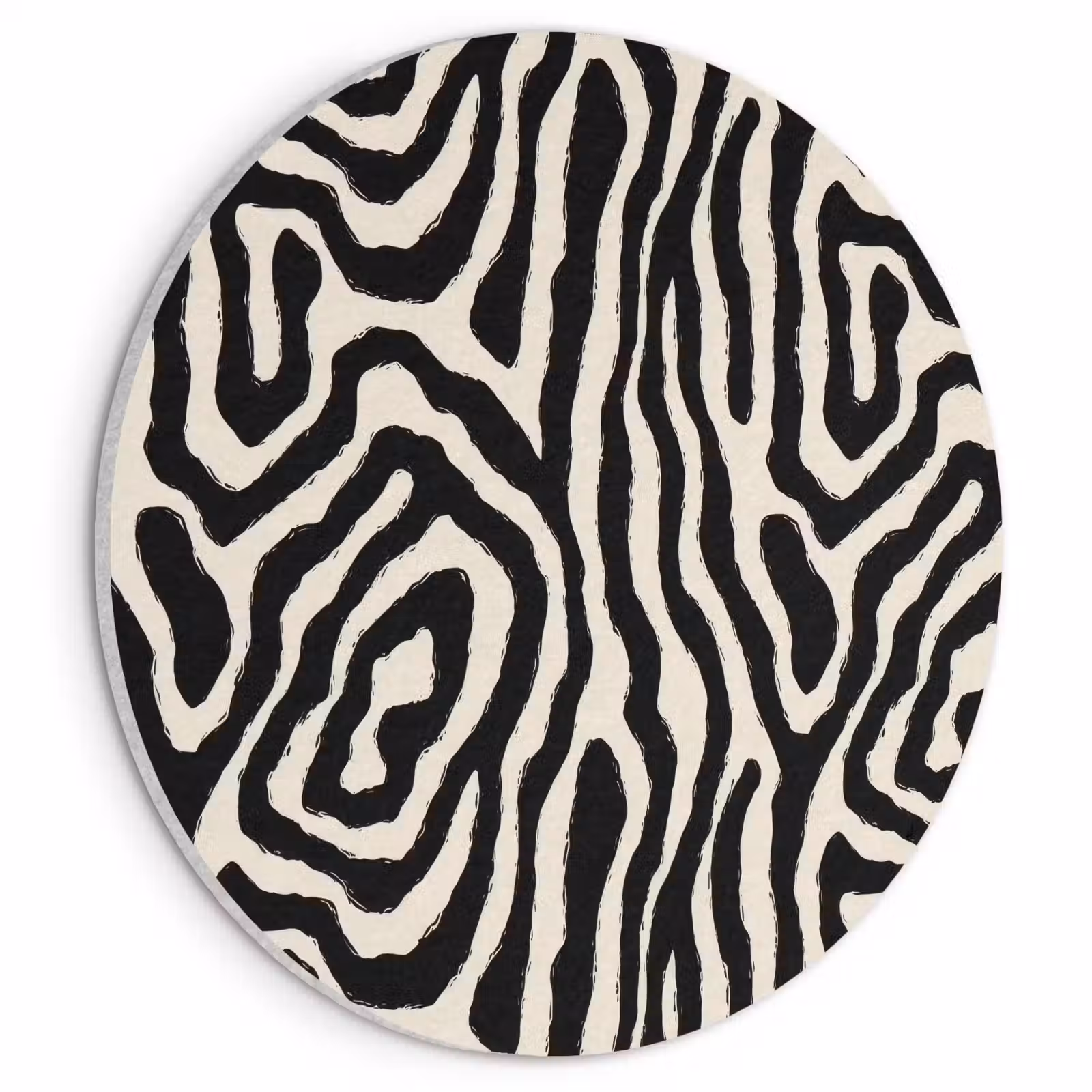 Akoestisch schilderij rond - Zebra - Zwart - Abstract — 1