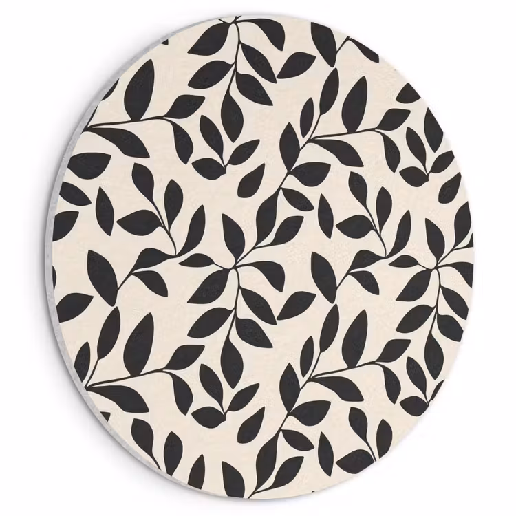 Akoestisch schilderij rond - Elegant - Patroon - Zwart - Beige — 1