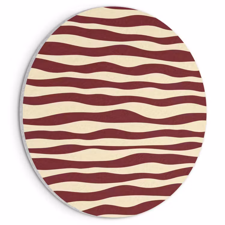Akoestisch schilderij rond - Golven - Rood - Patroon - Crème — 1