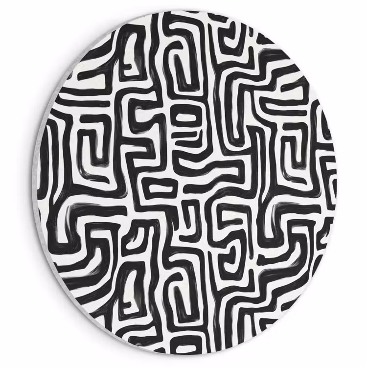 Akoestisch schilderij rond - Grafisch - Lijnen - Zwart - Wit — 1