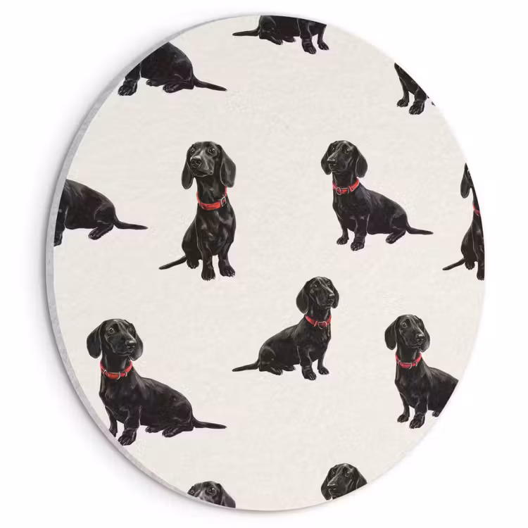 Akoestisch schilderij rond - Hond - Patroon - Zwart — 1