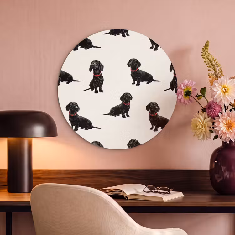 Akoestisch schilderij rond - Hond - Patroon - Zwart — 2
