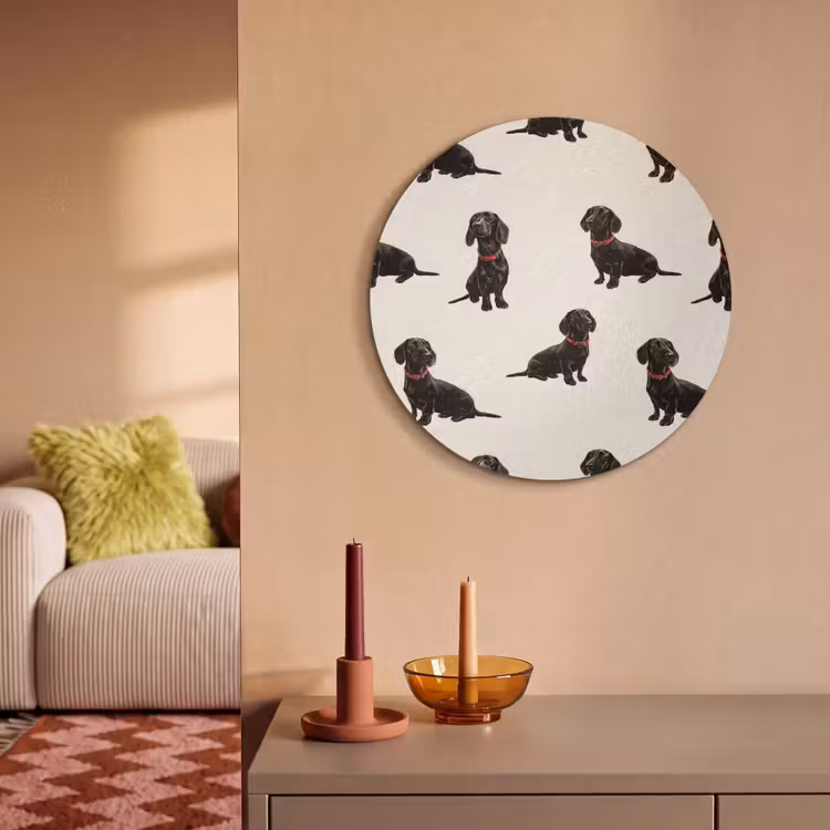 Akoestisch schilderij rond - Hond - Patroon - Zwart — 3