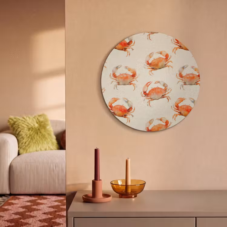 Akoestisch schilderij rond - Krabben - Patroon - Oranje — 3