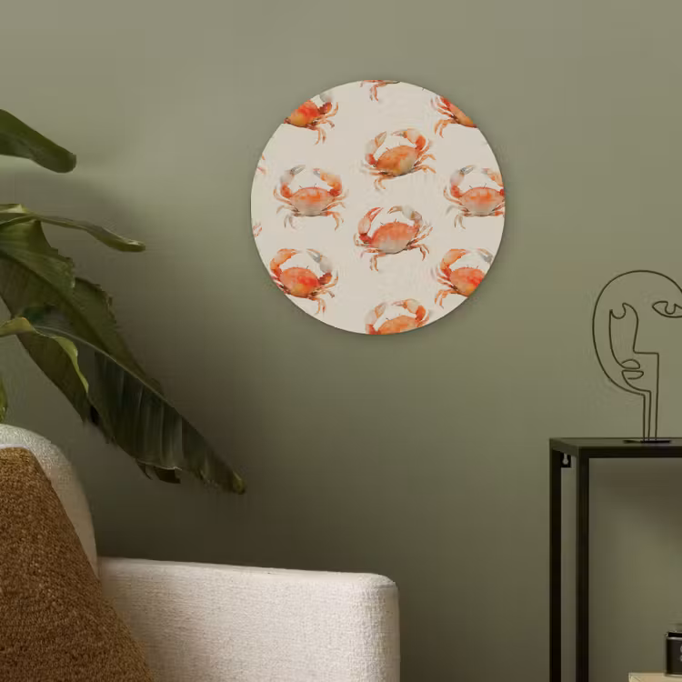 Akoestisch schilderij rond - Krabben - Patroon - Oranje — 4