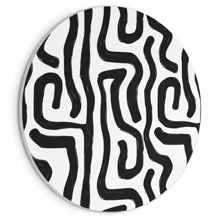 Akoestisch schilderij rond - Modern - Lijnen - Zwart — 1