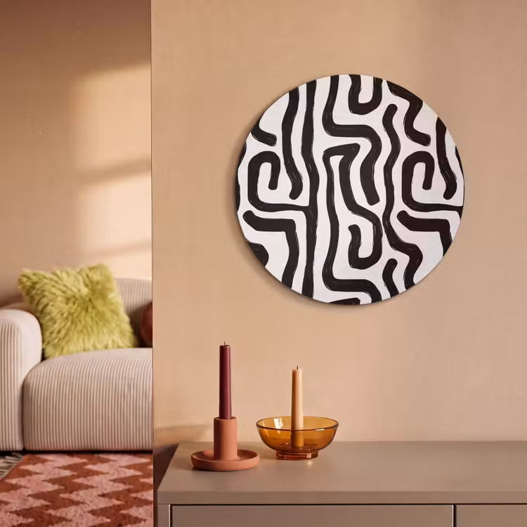 Akoestisch schilderij rond - Modern - Lijnen - Zwart — 3