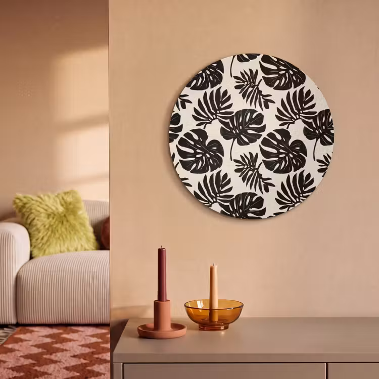 Akoestisch schilderij rond - Modern - Monstera - Zwart — 3