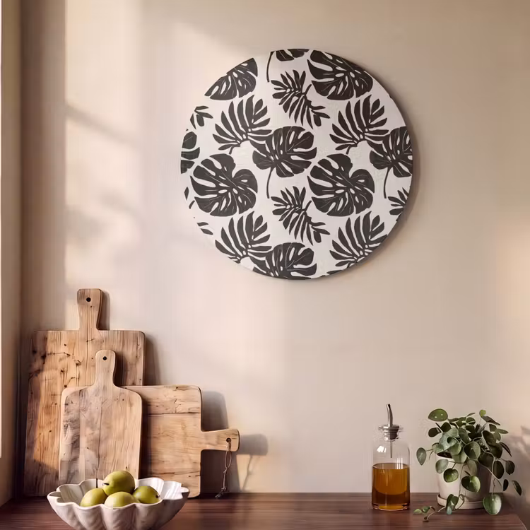 Akoestisch schilderij rond - Modern - Monstera - Zwart — 4