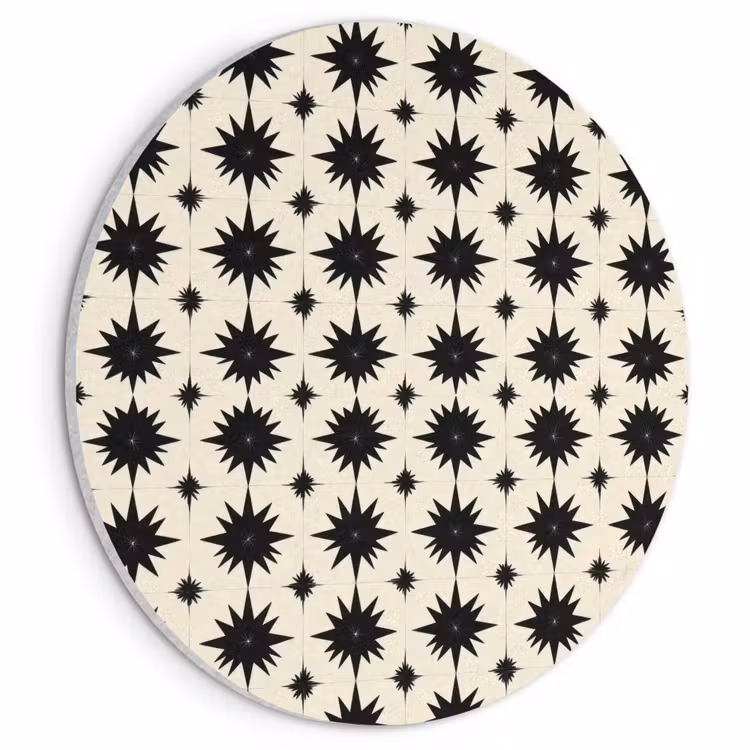 Akoestisch schilderij rond - Stervormen - Geometrisch - Zwart — 1