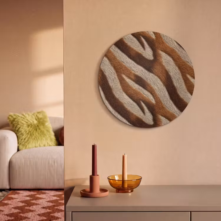 Akoestisch schilderij rond - Zebra - Bruin - Patroon — 3