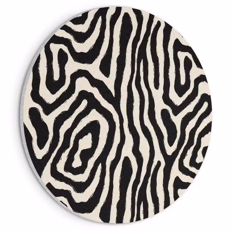 Akoestisch schilderij rond - Zebra - Zwart - Abstract — 1