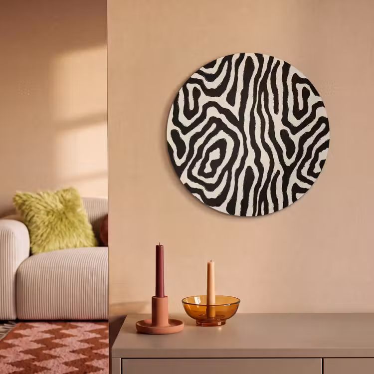 Akoestisch schilderij rond - Zebra - Zwart - Abstract — 3