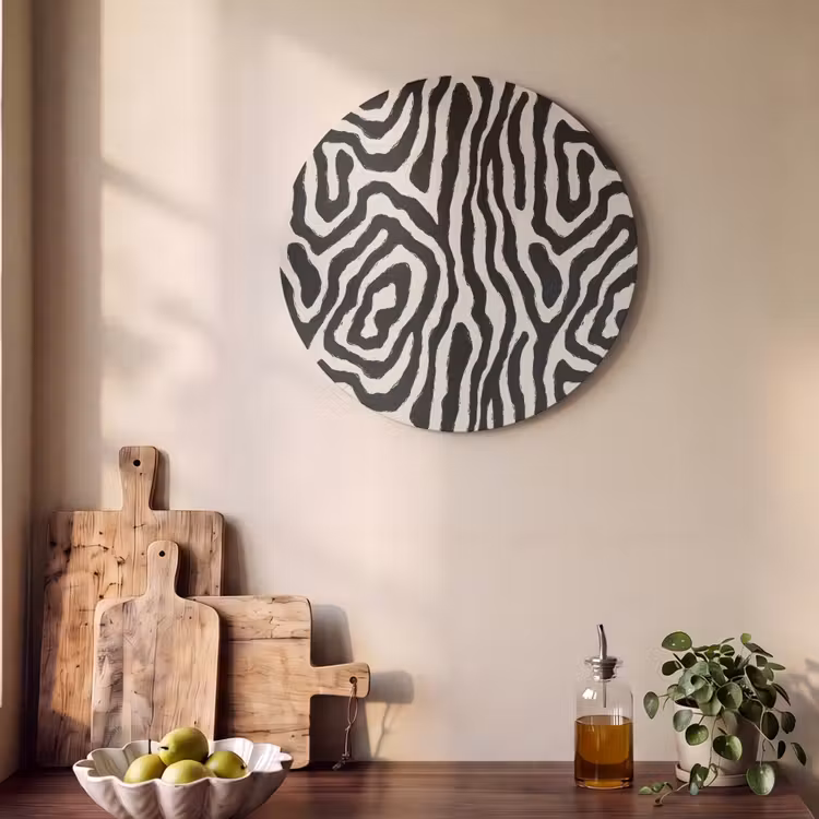 Akoestisch schilderij rond - Zebra - Zwart - Abstract — 4