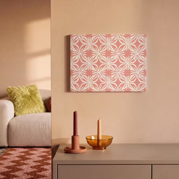 Akoestisch schilderij - Roze - Bloemenmotief - Wit - Modern — 2