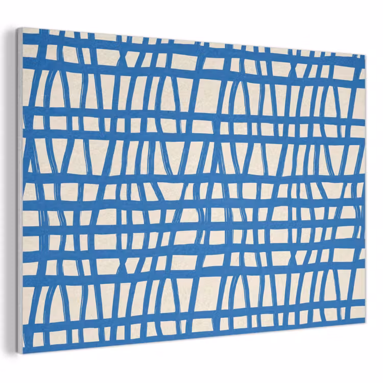 Akoestisch schilderij - Ruitpatroon - Blauw - Crème — 1
