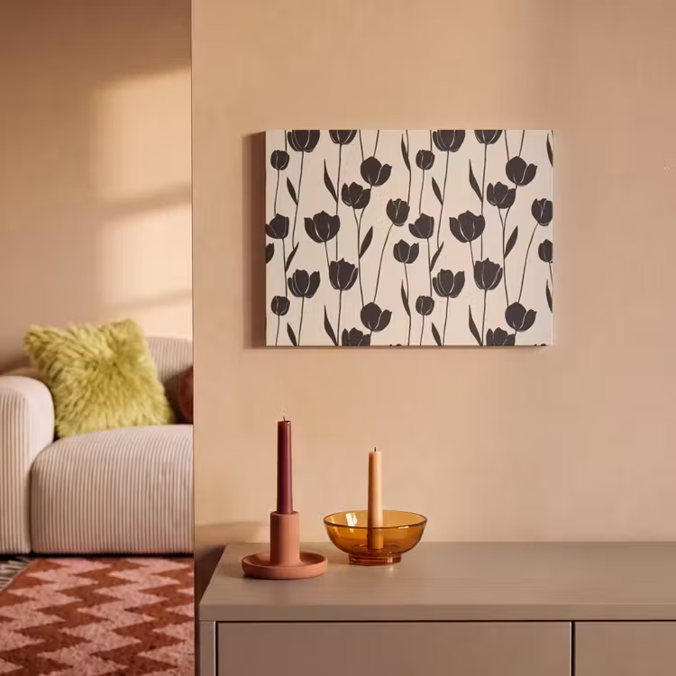 Akoestisch schilderij - Tulpen - Patroon - Zwart — 2
