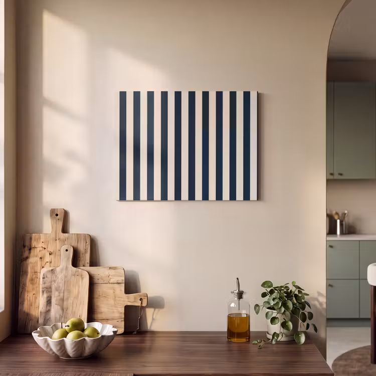 Akoestisch schilderij - Verticale strepen - Blauw - Crème — 3