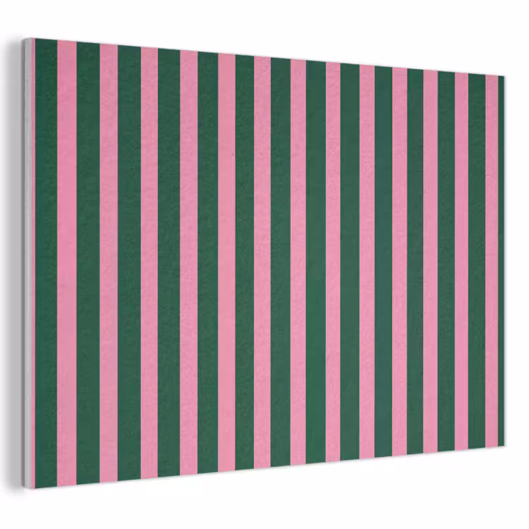Akoestisch schilderij - Verticale strepen - Groen - Roze — 1