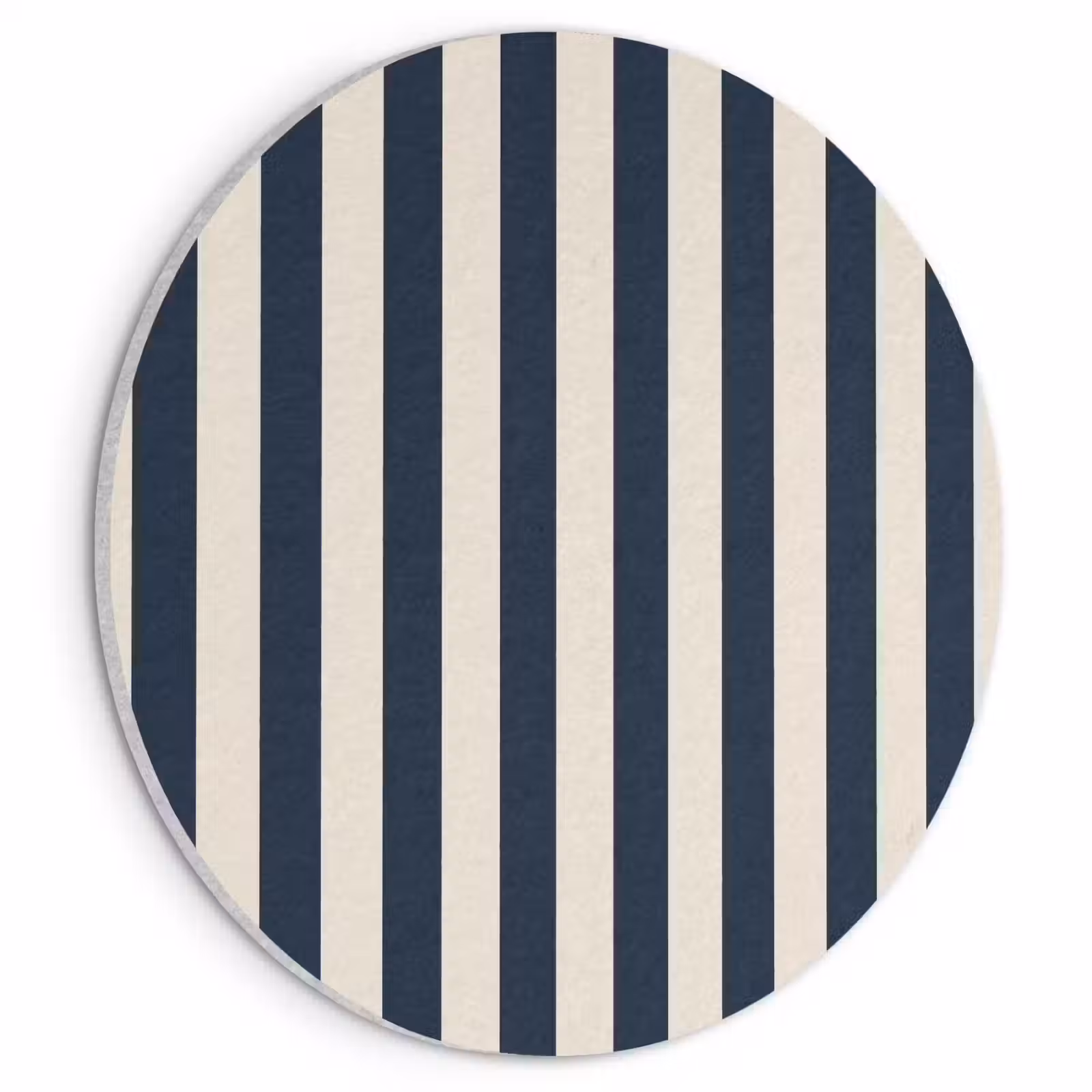 Akoestisch schilderij rond - Verticale strepen - Blauw - Crème — 1