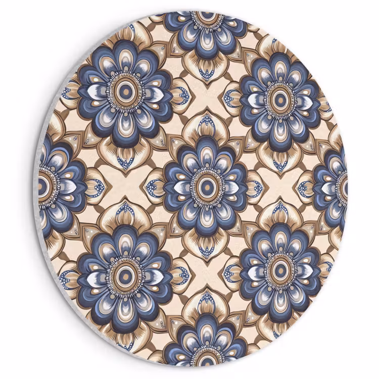Akoestisch schilderij rond - Floraal - Ornament - Blauw — 1