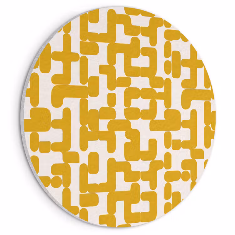 Akoestisch schilderij rond - Geel - Beige - Patroon — 1