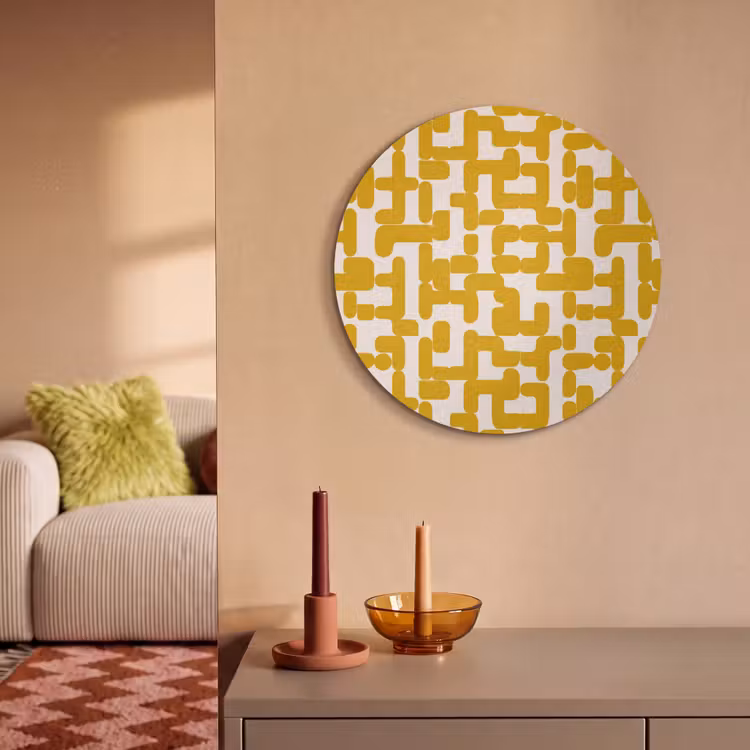 Akoestisch schilderij rond - Geel - Beige - Patroon — 3