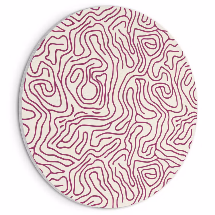 Akoestisch schilderij rond - Kronkelende lijn - Magenta - Crème — 1