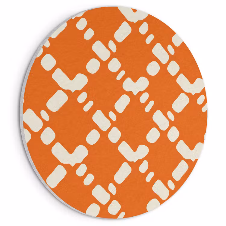 Akoestisch schilderij rond - Oranje - Ruitpatroon - Wit — 1