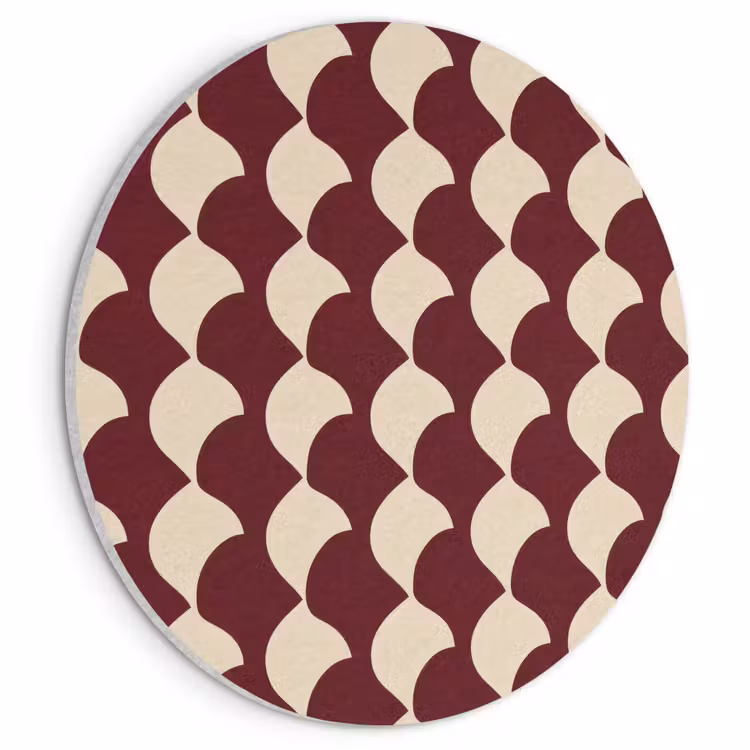 Akoestisch schilderij rond - Rood - Tegelpatroon - Crème — 1