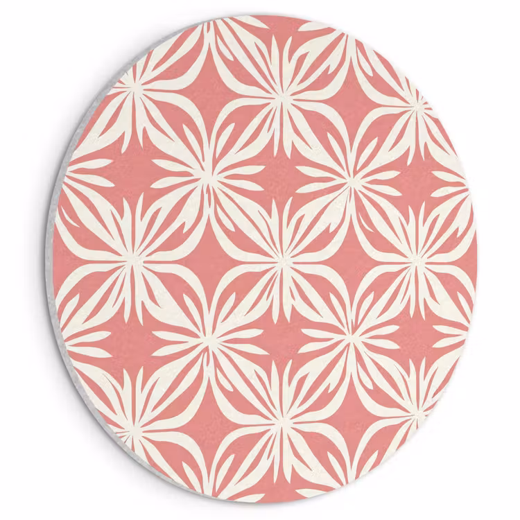 Akoestisch schilderij rond - Roze - Bloemenmotief - Wit - Modern — 1