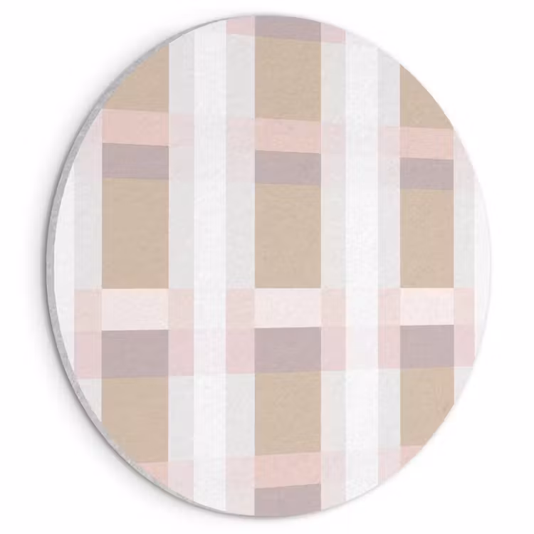 Akoestisch schilderij rond - Ruitpatroon - Aardetinten - Minimalistisch — 1