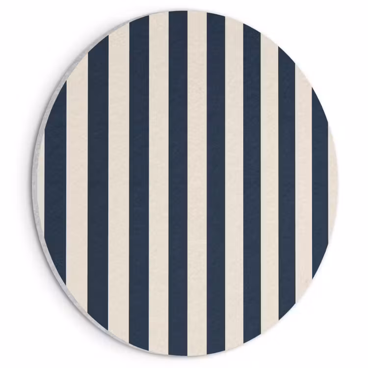 Akoestisch schilderij rond - Verticale strepen - Blauw - Crème — 1