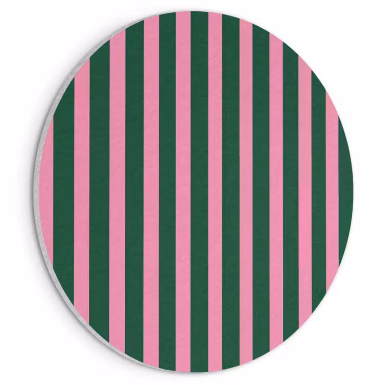 Akoestisch schilderij rond - Verticale strepen - Groen - Roze — 1