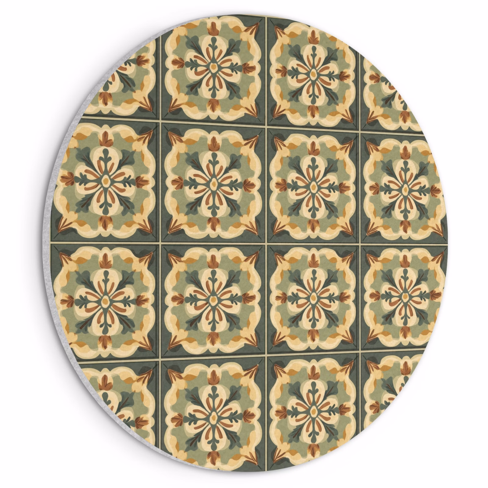 Akoestisch schilderij rond - Ornament - Patroon - Groen — 1