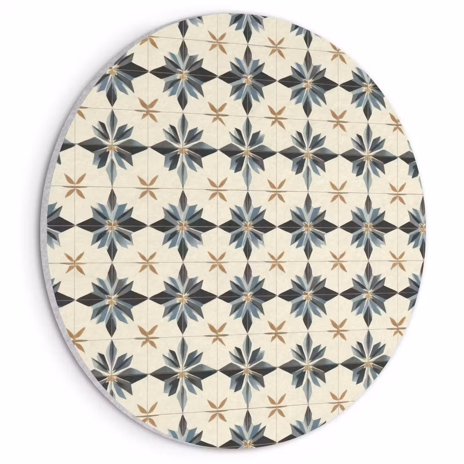 Akoestisch schilderij rond - Sierlijk - Ornament - Blauw — 1